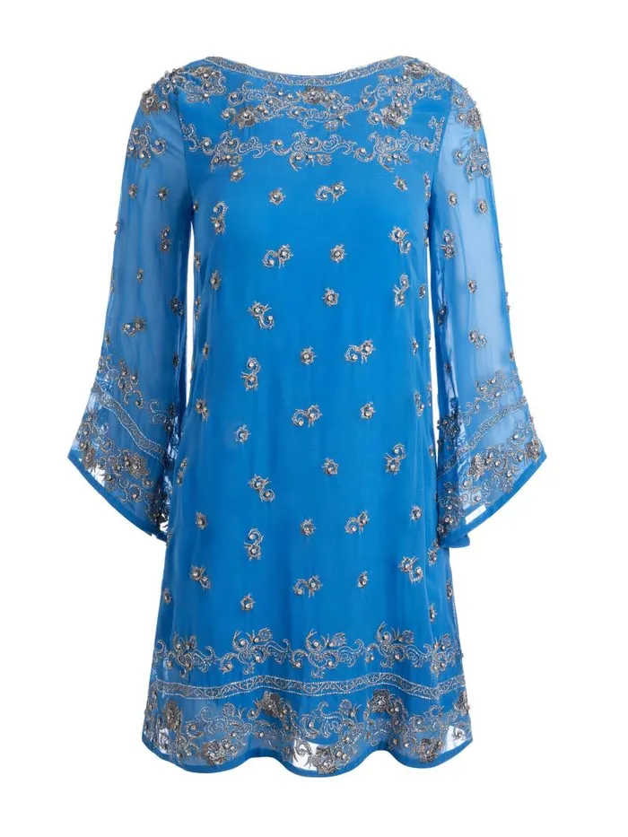 Alice Olivia ELEONORA EMBELLISHED TUNIC DRESS French Blueantique Silver Women Dresses