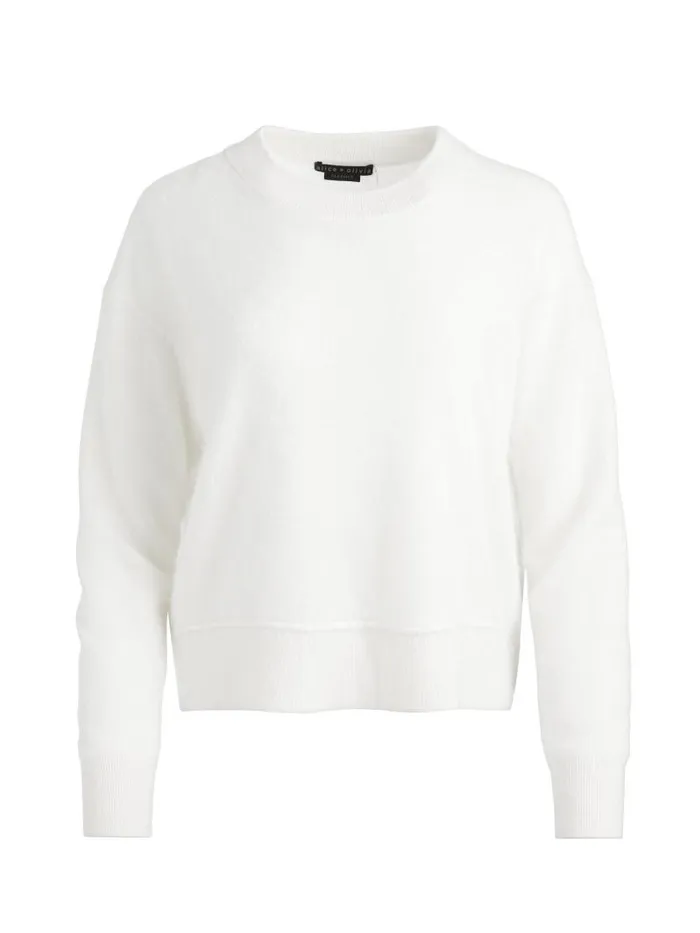 Alice Olivia ELSA CREWNECK EASY PULLOVER Ecru Women Sweaters