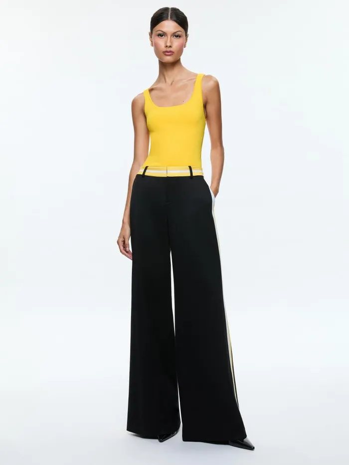Alice Olivia ERIC LOW RISE PANT WITH SIDE STRIPE Blackmustard Seedwhite Women Pants