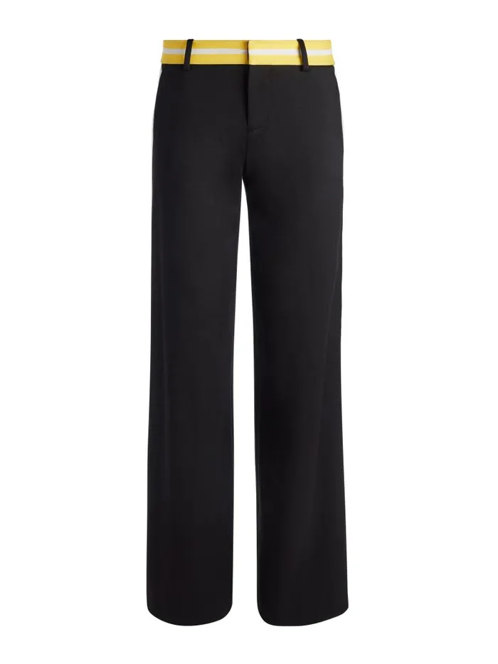 Alice Olivia ERIC LOW RISE PANT WITH SIDE STRIPE Blackmustard Seedwhite Women Pants