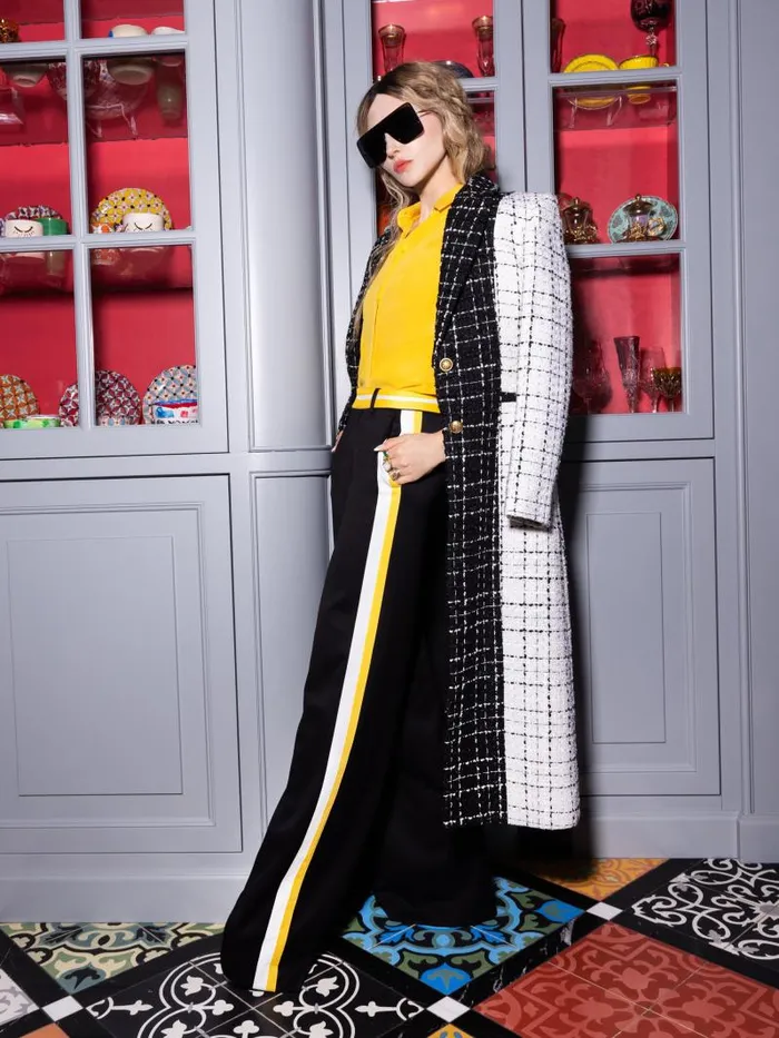 Alice Olivia ERIC LOW RISE PANT WITH SIDE STRIPE Blackmustard Seedwhite Women Pants
