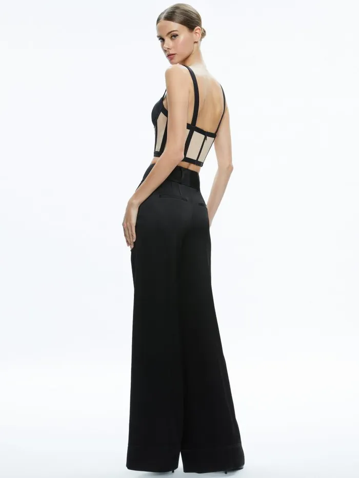 Alice Olivia HELENE STRIPED BUSTIER TOP Blackalmond Women Tops