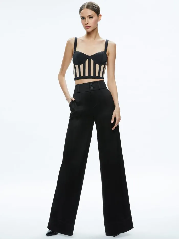 Alice Olivia HELENE STRIPED BUSTIER TOP Blackalmond Women Tops