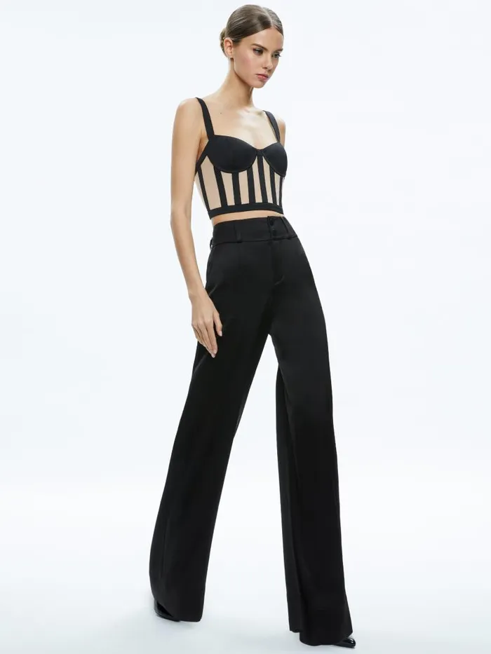 Alice Olivia HELENE STRIPED BUSTIER TOP Blackalmond Women Tops
