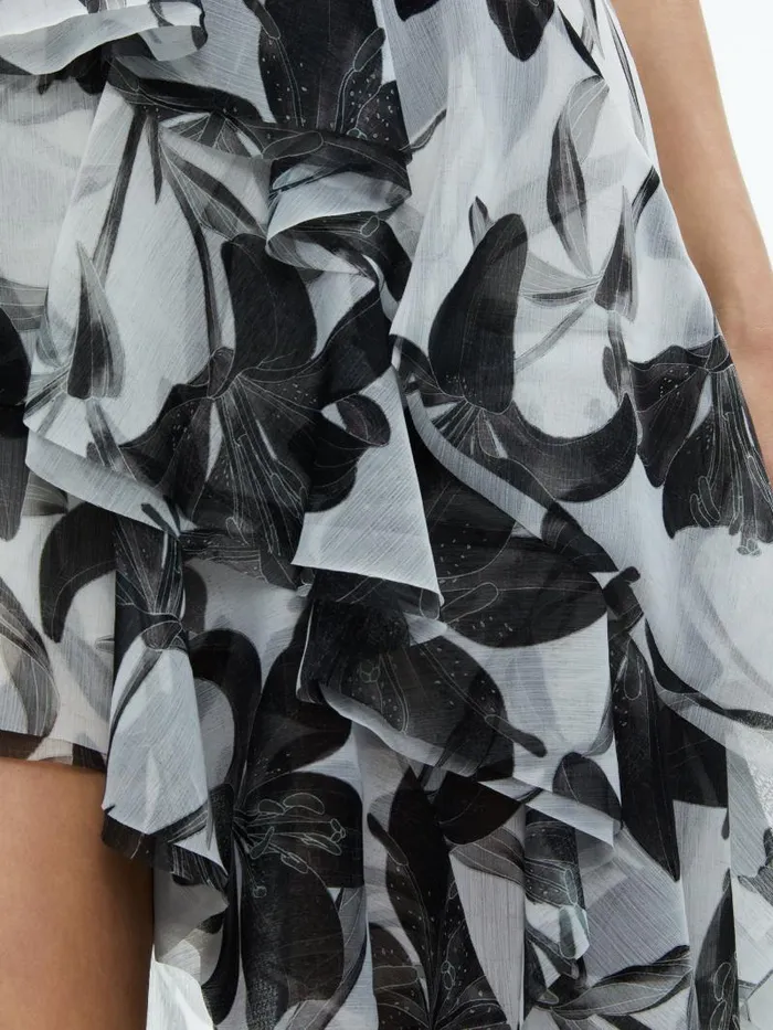 Alice Olivia HOLLY LOW NECK ASYMMETRIC RUFFLED MAXI DRESS Stargazer Off White Lg Women Dresses