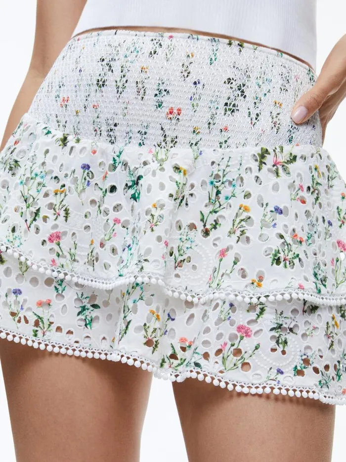 Alice Olivia JOEY TIERED RUFFLED SKIRT Georgia Floral Women Skirts