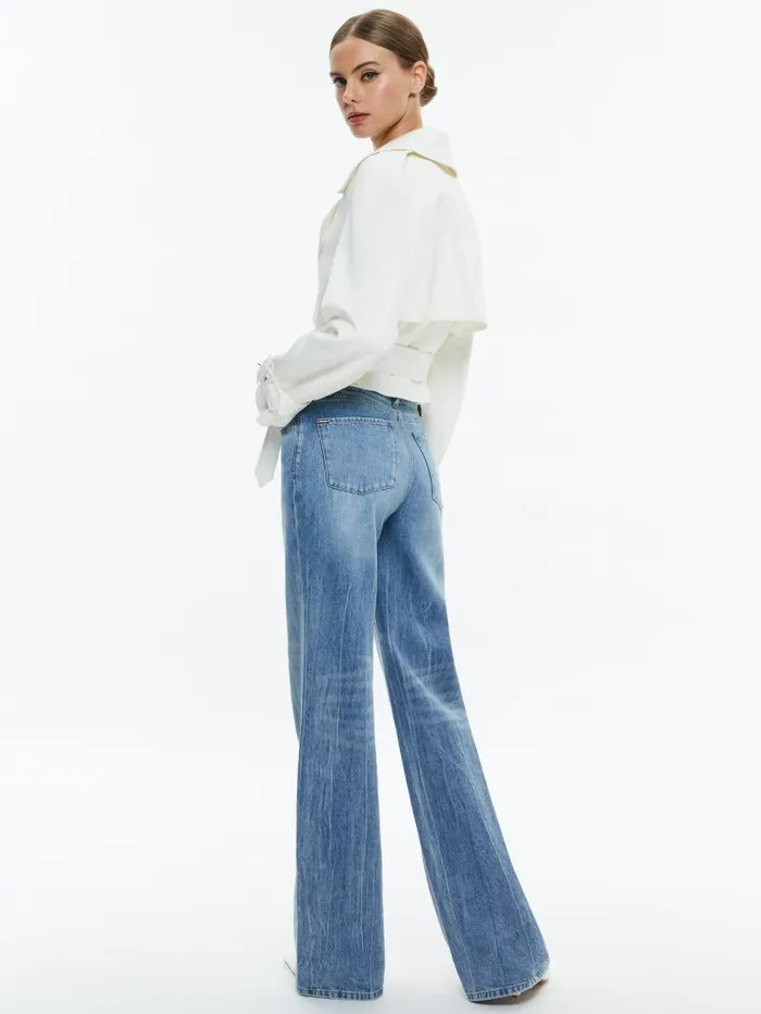Alice Olivia KEITH CROPPED TRENCH WITH BELT Off White Women Jackets Coats