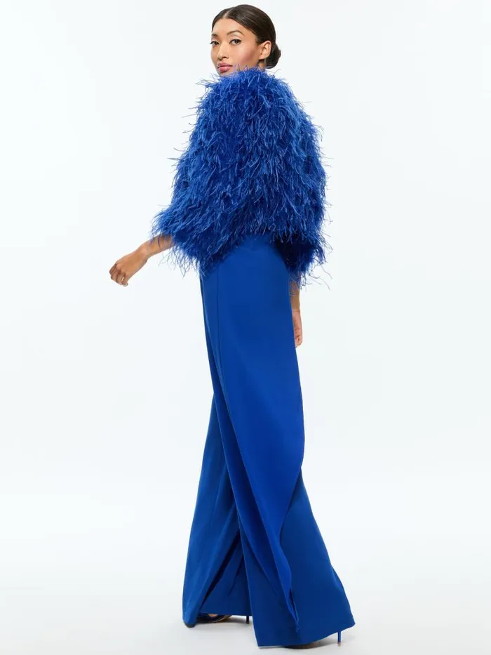 Alice Olivia KIDMAN FEATHERED BOXY JACKET Black Women Jackets Coats