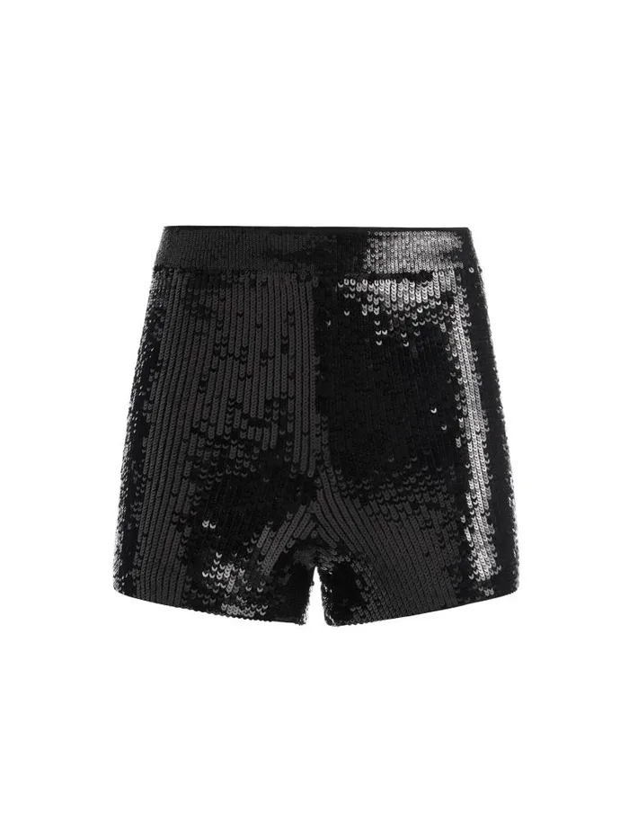 Alice Olivia LACIE SEQUIN HOT SHORT Black Women Shorts