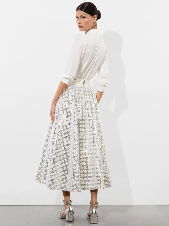 Alice Olivia NILDA VOLUMINOUS SKIRT Off White Women Skirts