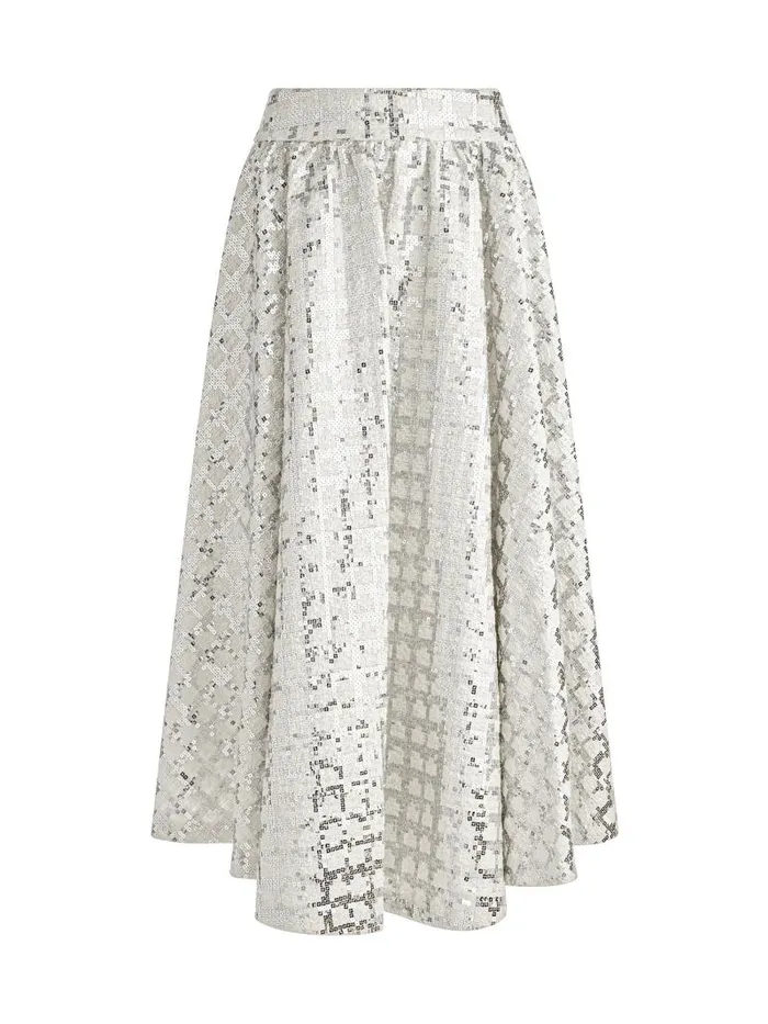 Alice Olivia NILDA VOLUMINOUS SKIRT Off White Women Skirts