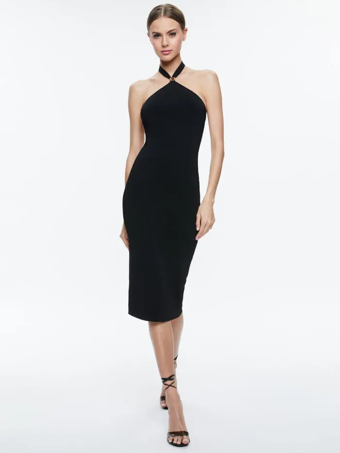 Alice Olivia NOE HALTER DRESS Black Women Dresses
