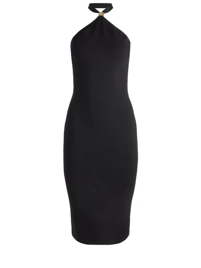 Alice Olivia NOE HALTER DRESS Black Women Dresses