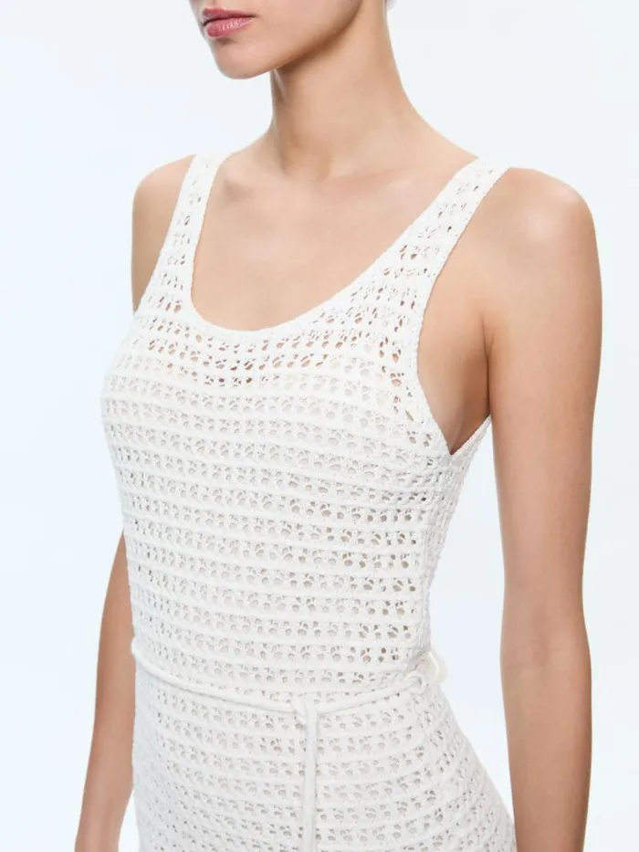 Alice Olivia TOMOKO WAIST TIE DRESS Vanilla Women Dresses