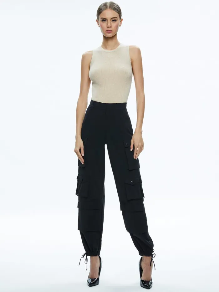 Alice Olivia TONITA RIBBED TANK Almond Women Tops