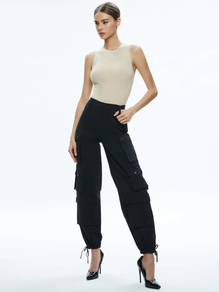 Alice Olivia TONITA RIBBED TANK Almond Women Tops