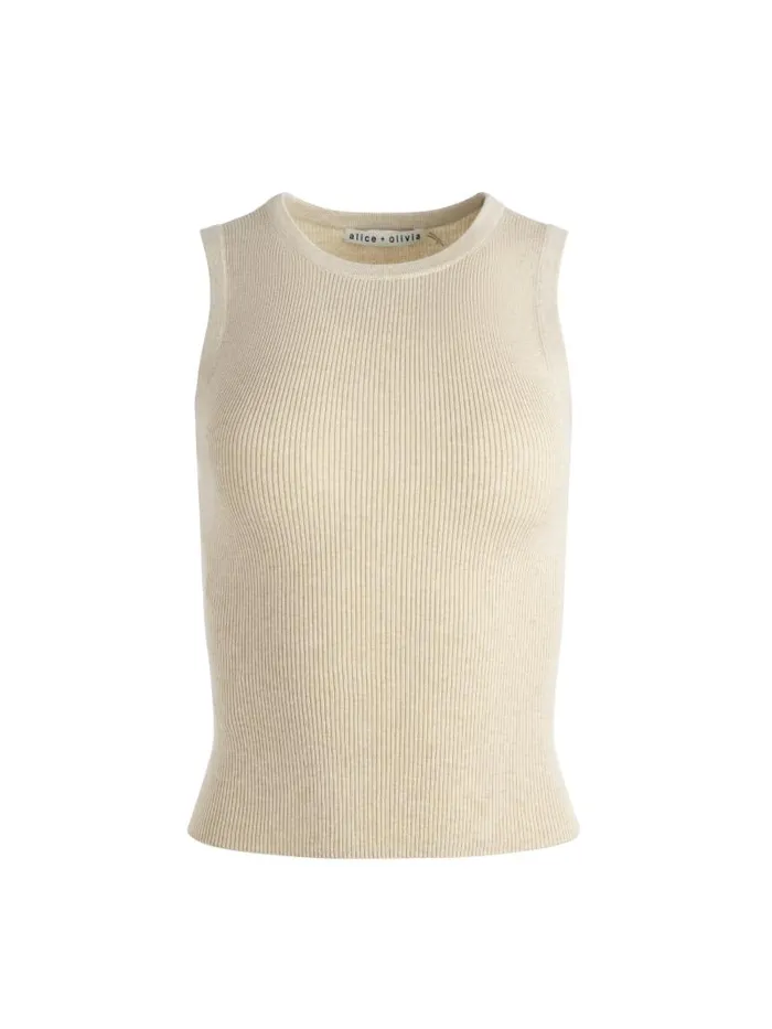 Alice Olivia TONITA RIBBED TANK Almond Women Tops