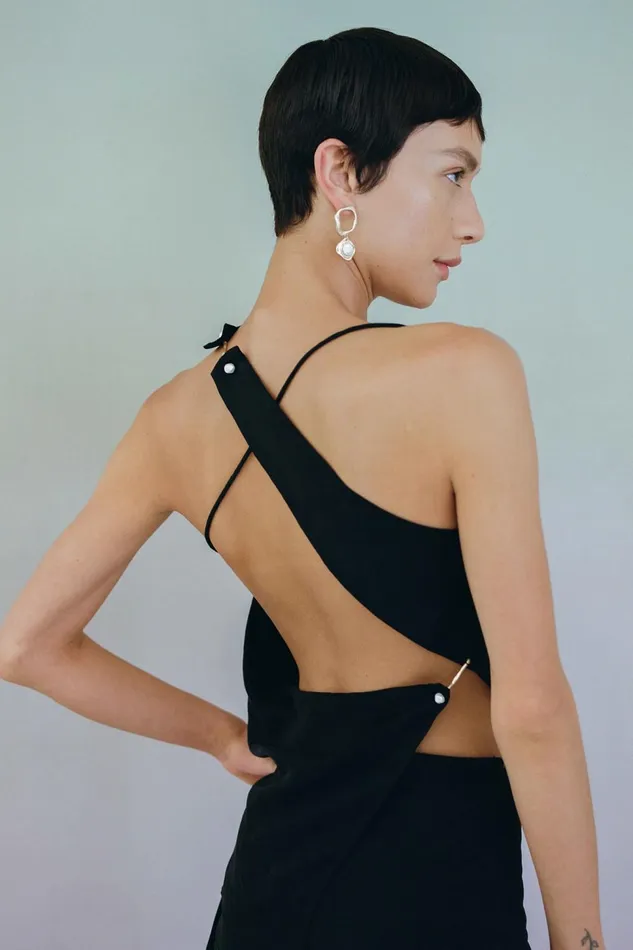 Allure Asymmetric Draped Cami Black Women Aje Tops