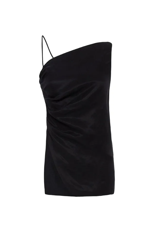 Allure Asymmetric Draped Cami Black Women Aje Tops