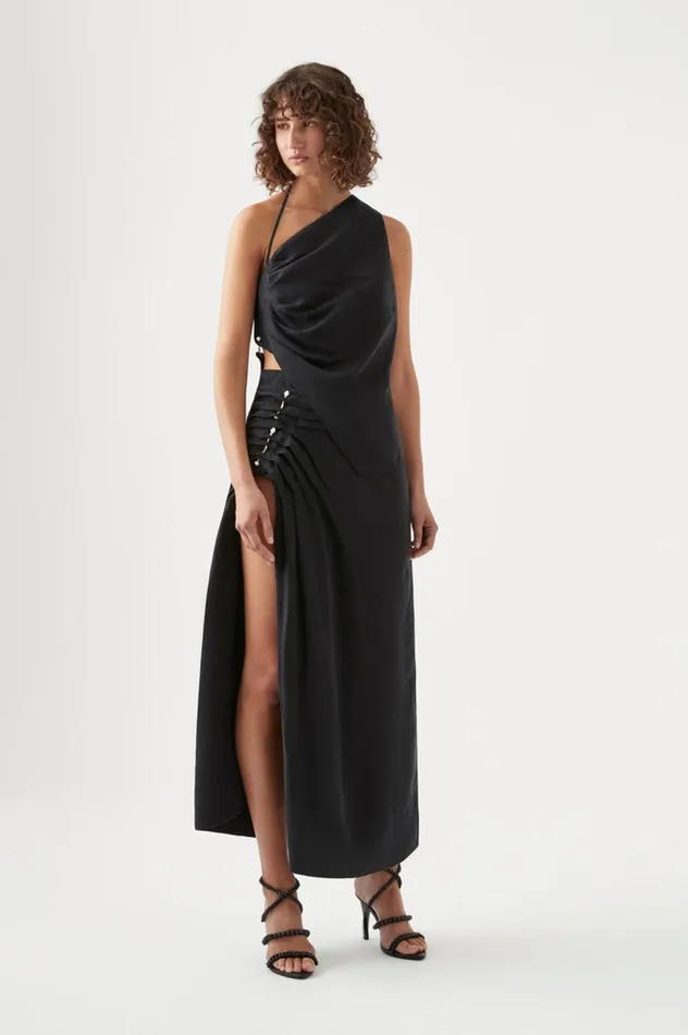 Allure Asymmetric Draped Cami Black Women Aje Tops