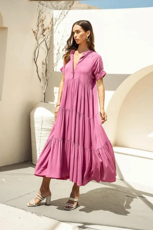 Amanda Tiered Dress In Orchid Orchid Women Bohme Dresses