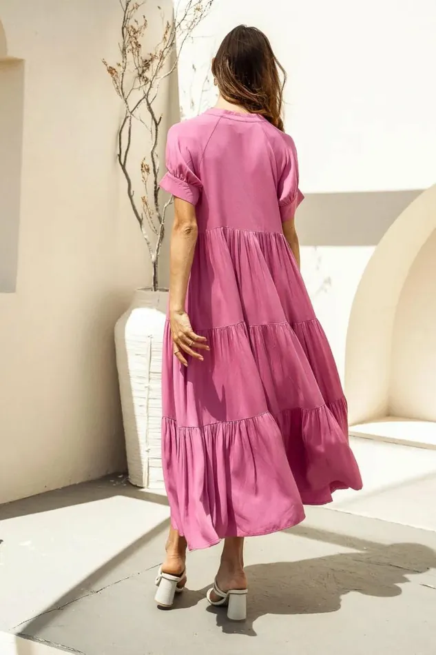 Amanda Tiered Dress In Orchid Orchid Women Bohme Dresses