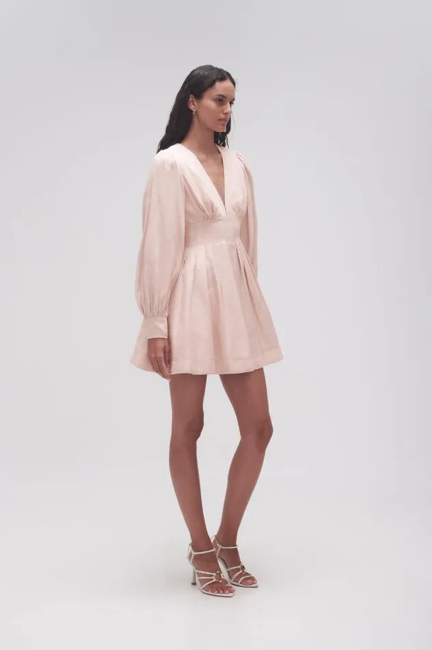 Amelia Plunge Mini Dress Blush Pink Women Aje Mini Dresses