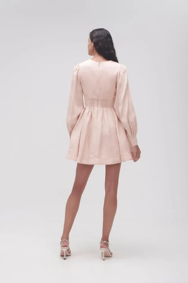 Amelia Plunge Mini Dress Blush Pink Women Aje Mini Dresses