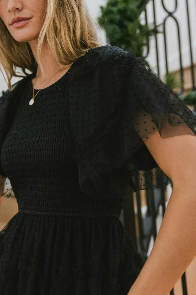 Amy Self Dot Mesh Dress Black Women Bohme Dresses