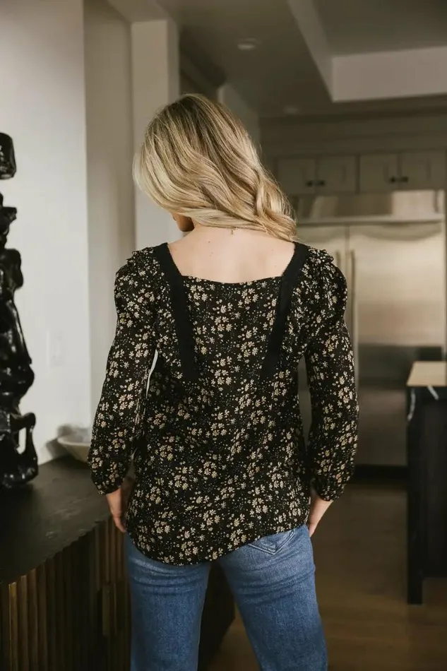 Angela Floral Blouse Black Women Bohme Tops