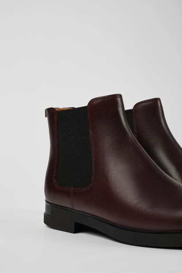 Ankle Boots Women Camper Iman Burgundy Leather Chelsea Boots