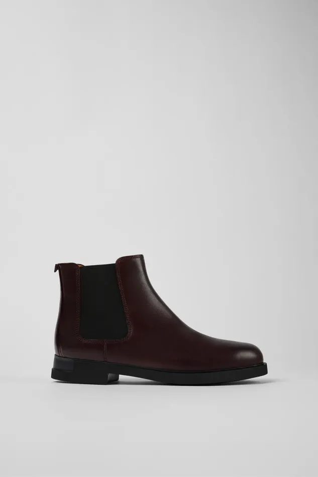 Ankle Boots Women Camper Iman Burgundy Leather Chelsea Boots