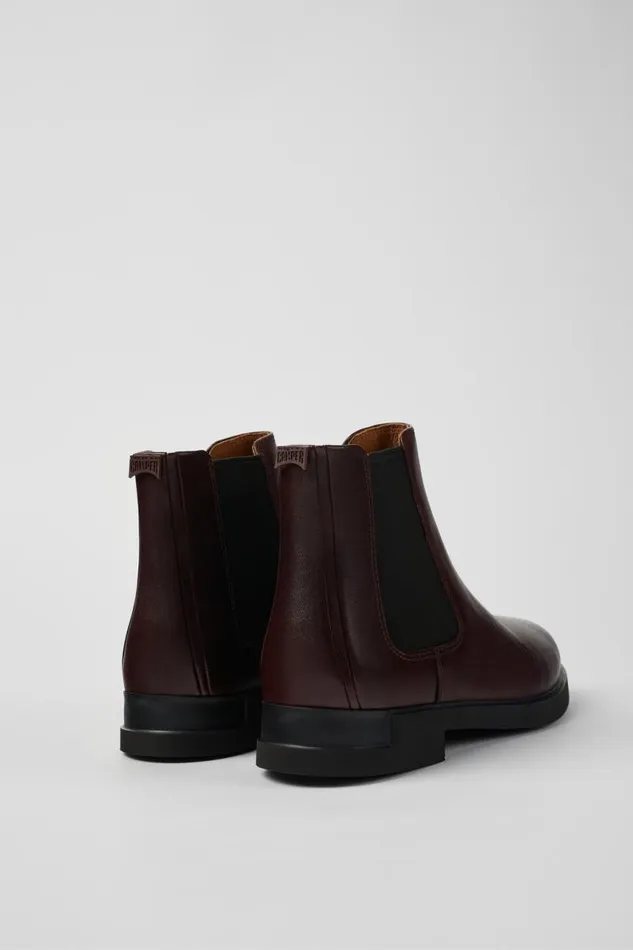 Ankle Boots Women Camper Iman Burgundy Leather Chelsea Boots
