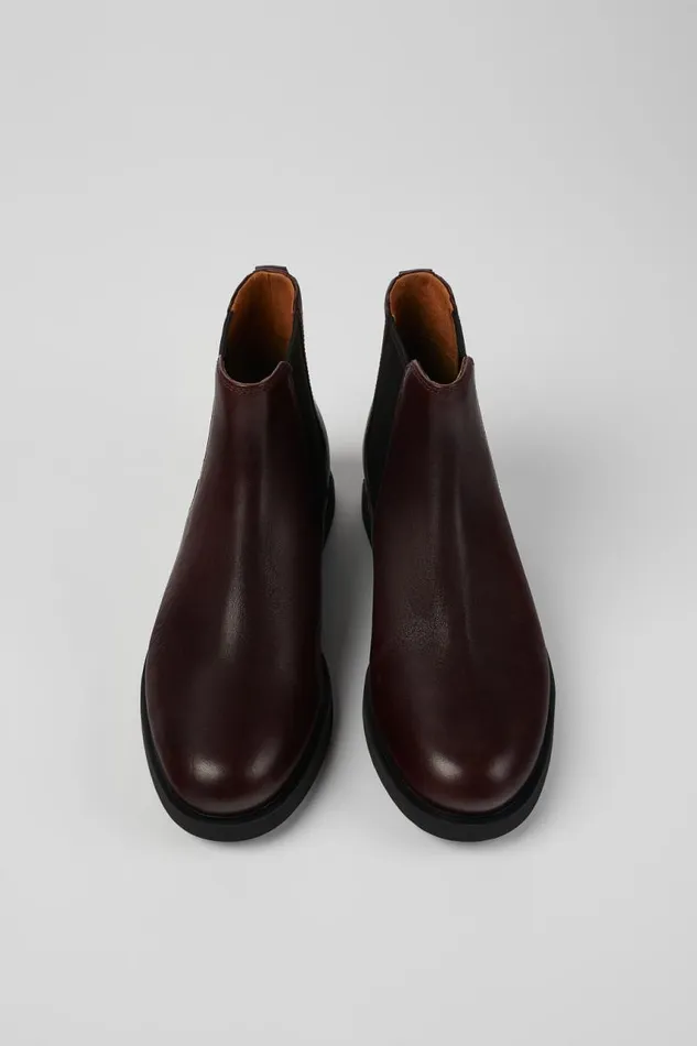 Ankle Boots Women Camper Iman Burgundy Leather Chelsea Boots