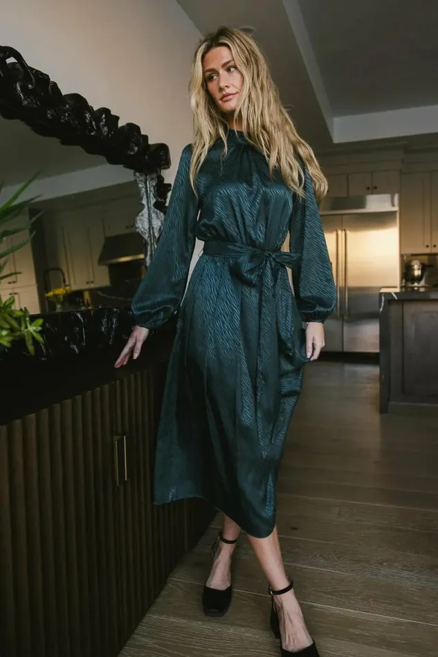 Ariana Zebra Midi Dress In Teal Teal Women Bohme Dresses