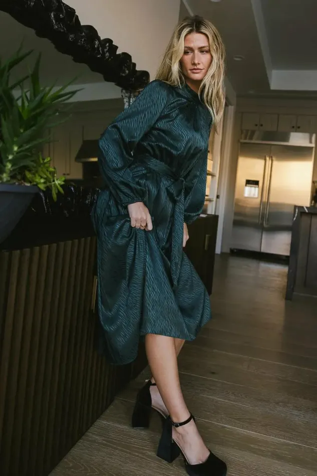Ariana Zebra Midi Dress In Teal Teal Women Bohme Dresses