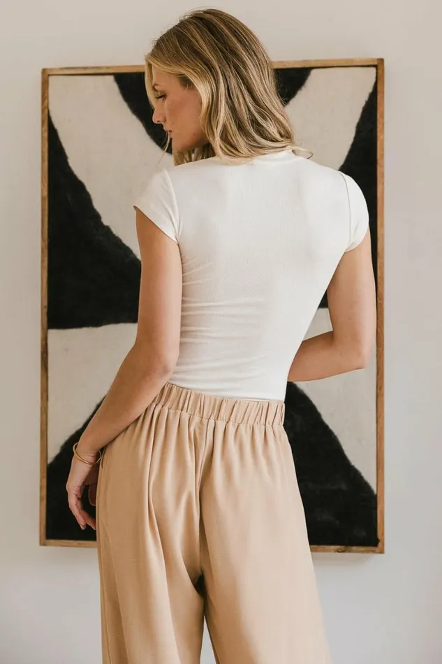 Asher Ribbed Top In Cream Cream Women Bohme Tees and Tanks