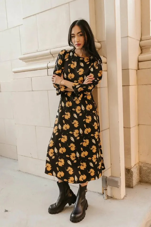 Aubree Midi Dress In Black Black Women Bohme Dresses
