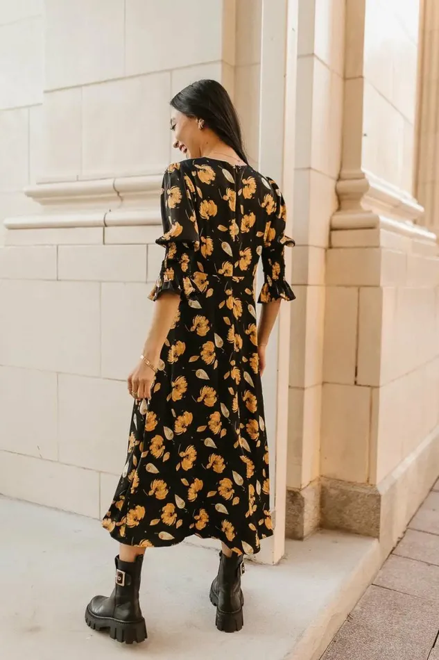Aubree Midi Dress In Black Black Women Bohme Dresses
