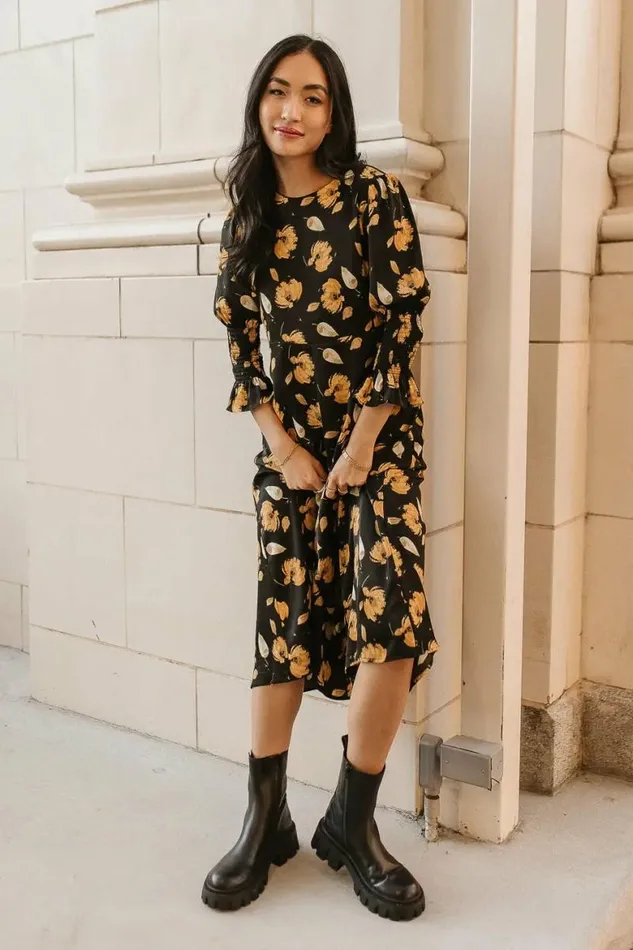 Aubree Midi Dress In Black Black Women Bohme Dresses