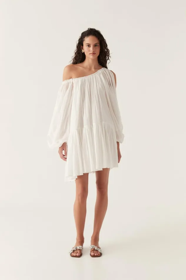 Avani Smock Mini Dress Ivory Women Aje White Dresses