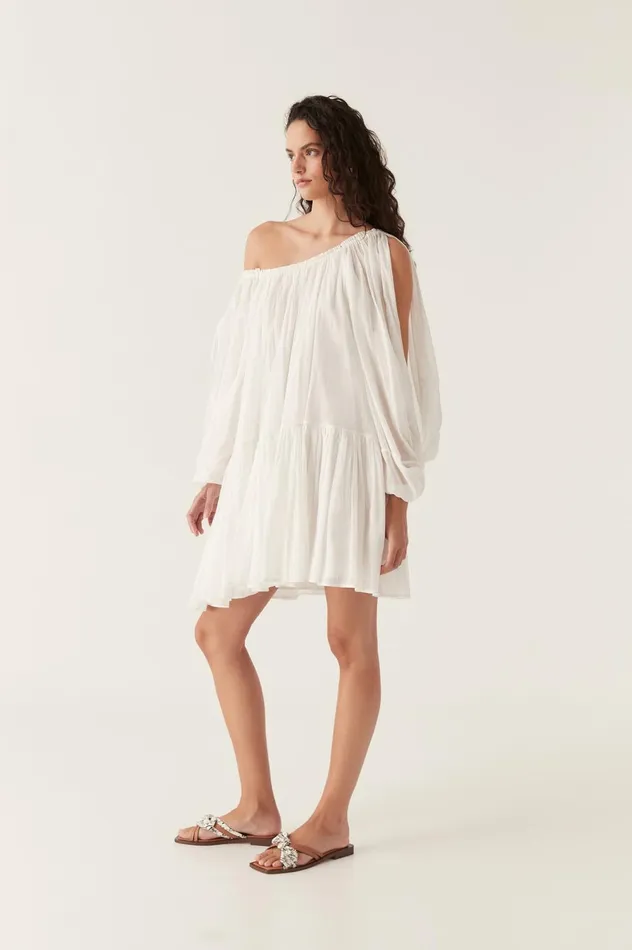 Avani Smock Mini Dress Ivory Women Aje White Dresses