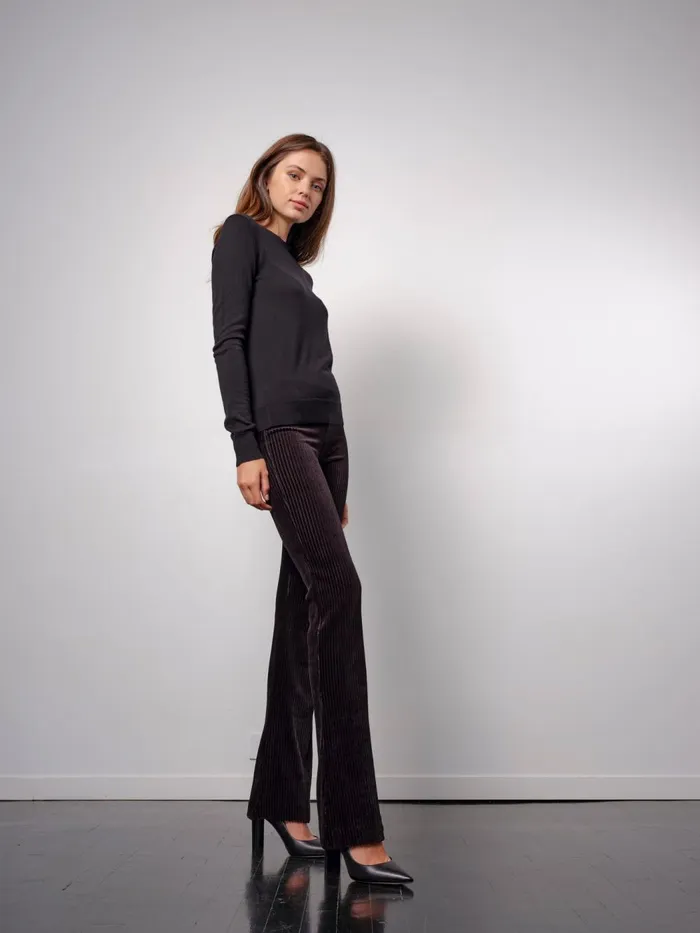Avenue Montaigne BELLINI Corduroy Black Women Pants