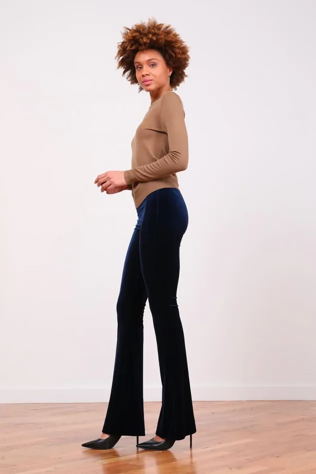 Avenue Montaigne BELLINI Velvet Navy Women Pants Avenue Montaigne BELLINI Velvet Navy Women Pants