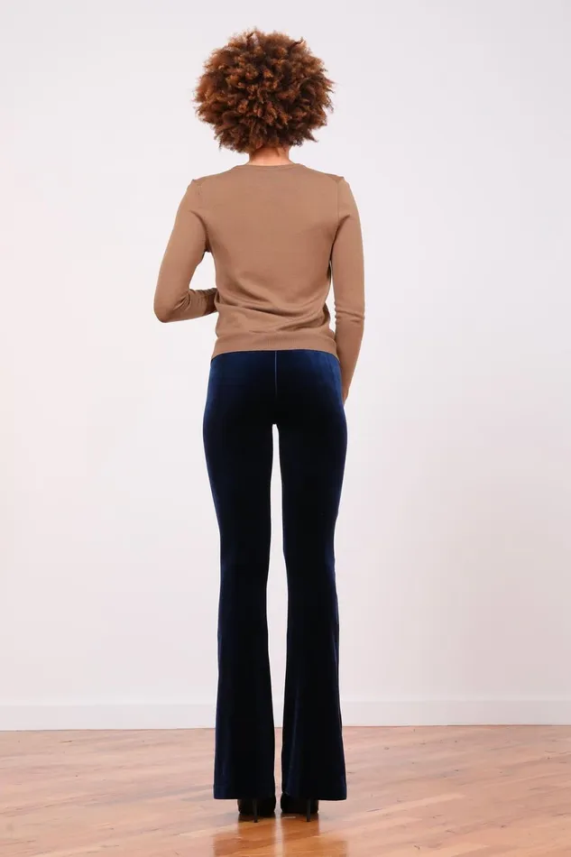 Avenue Montaigne BELLINI Velvet Navy Women Pants Avenue Montaigne BELLINI Velvet Navy Women Pants