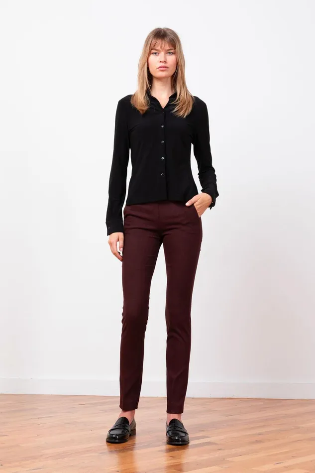 Avenue Montaigne LOUIS Flannel Wine Women Pants