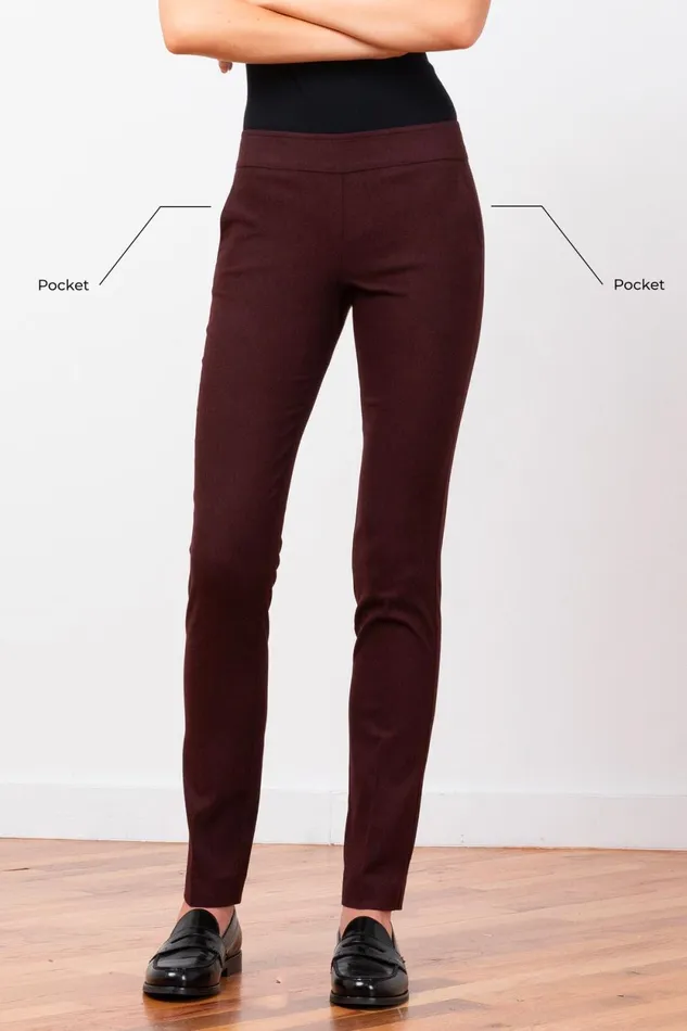 Avenue Montaigne LOUIS Flannel Wine Women Pants