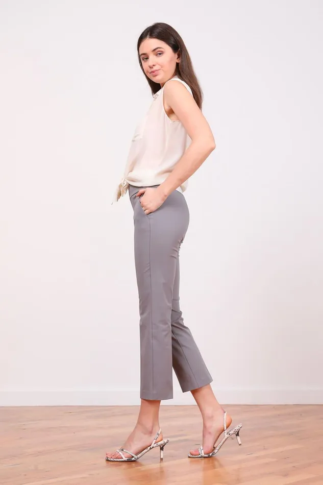 Avenue Montaigne LULU Cotton Light Grey Women Pants