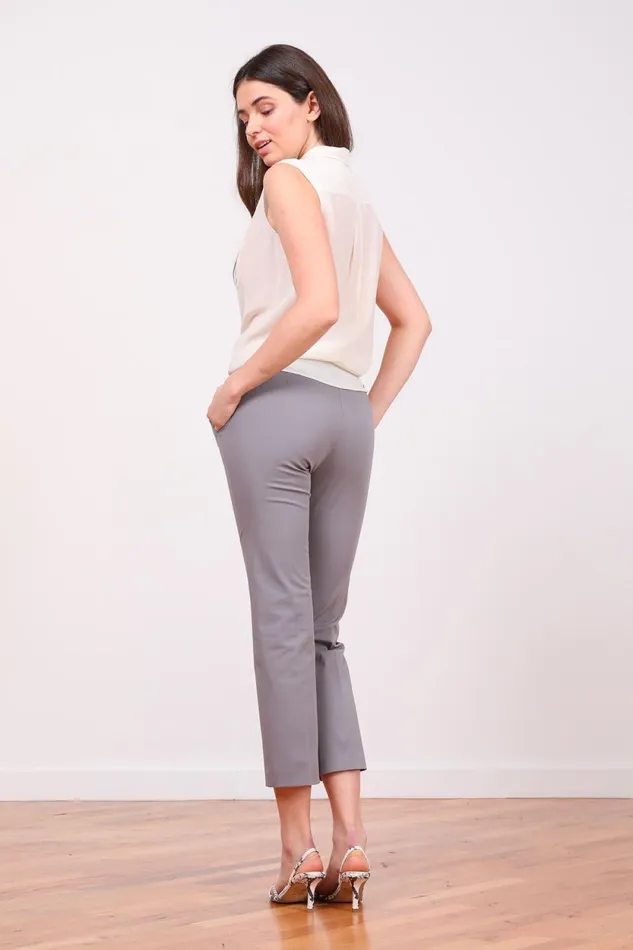 Avenue Montaigne LULU Cotton Light Grey Women Pants