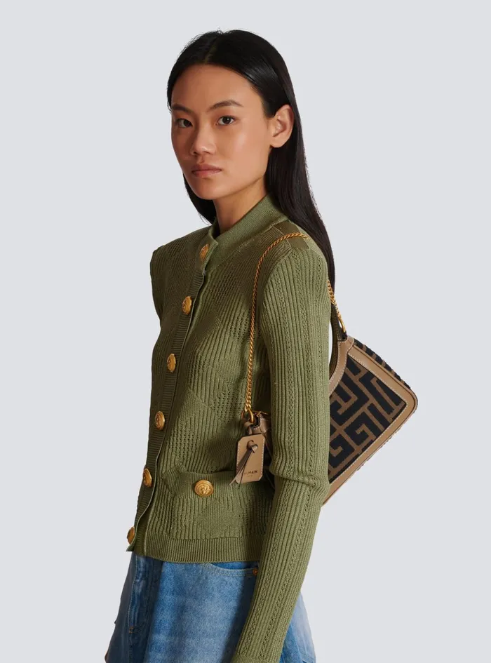 BArmy Shoulder Bag In PB Labyrinth Jacquard Black Women Balmain Crossbody Bags